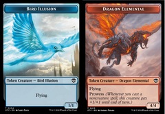 Bird Illusion (0004) // Dragon Elemental (0013) Double-sided Token