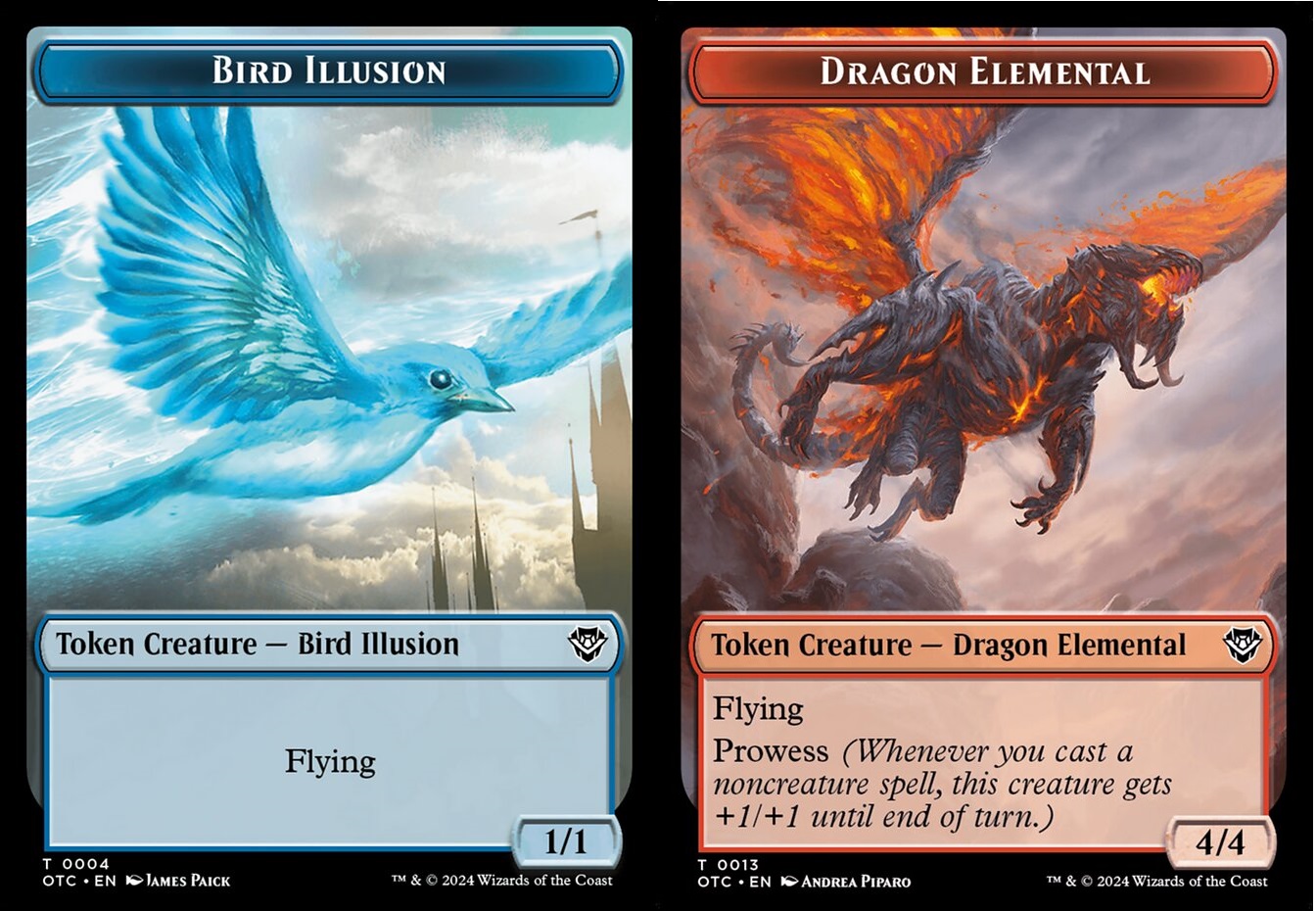 Bird Illusion (0004) // Dragon Elemental (0013) Double-sided Token