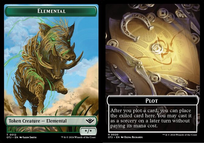 4x Elemental (12) // Plot (20) Token MTG Outlaws of Thunder