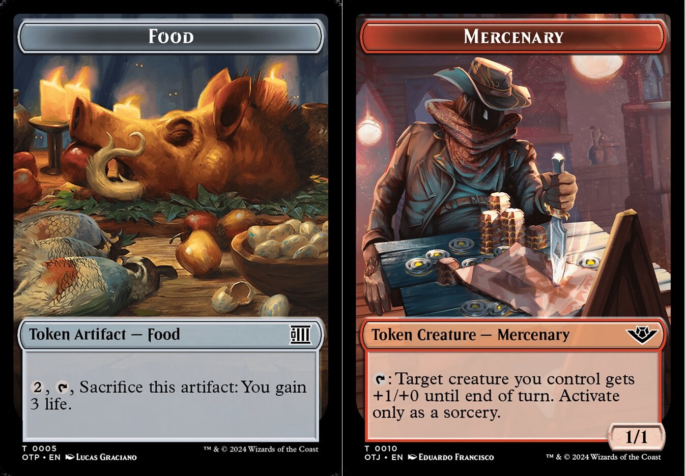 Food (0005) // Mercenary (0010) Double-Sided Token - Foil