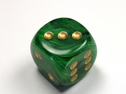 Vortex Green/gold 30mm d6 dice w/pips