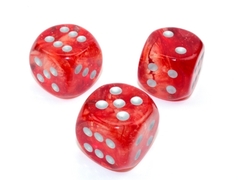 Nebula Red/silver Luminary 30mm d6 dice w/pips