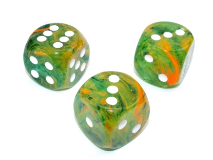 Nebula Spring/white Luminary 30mm d6 dice w/pips