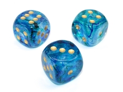 Nebula Oceanic/gold Luminary 30mm d6 dice w/pips