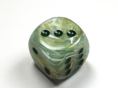 Marble Green/dark green 30mm d6 dice w/pips