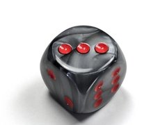 Velvet Black/red 30mm d6 dice w/pips