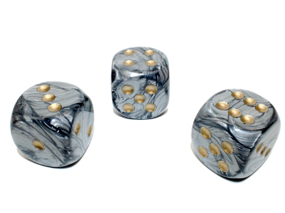 Leaf Steel/gold 30mm d6 dice w/pips