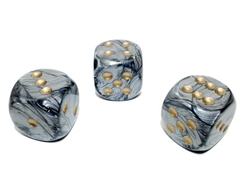 Leaf Steel/gold 30mm d6 dice w/pips