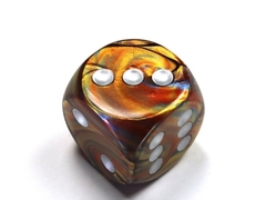 Lustrous Gold /silver 30mm d6 dice w/pips