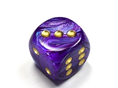 Lustrous Purple/gold 30mm d6 dice w/pips