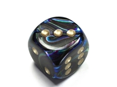 Lustrous Shadow/gold 30mm d6 dice w/pips