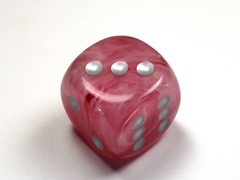 Ghostly Glow Pink/silver 30mm d6 dice w/pips