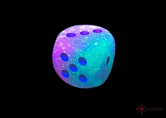 Gemini Gel Green-Pink/blue Luminary 30mm d6 dice w/pips