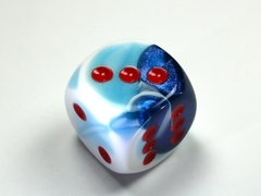 Gemini Astral Blue-White/red 30mm d6 dice w/pips