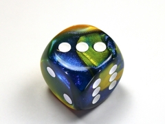 Gemini Masquerade-Yellow/white 30mm d6 dice w/pips