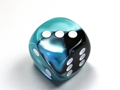 Gemini Black-Shell/white 30mm d6 dice w/pips