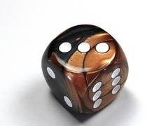 Gemini Black-Copper/white 30mm d6 dice w/pips