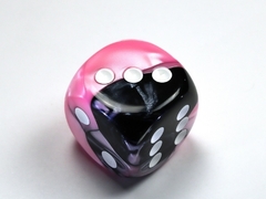 Gemini Black-Pink/white 30mm d6 dice w/pips