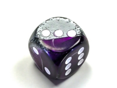 Gemini Purple-Steel/white 30mm d6 dice w/pips