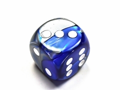 Gemini Blue-Steel/white 30mm d6 dice w/pips