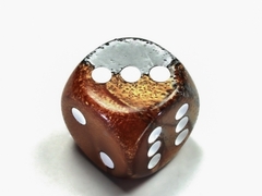 Gemini Copper-Steel/white 30mm d6 dice w/pips