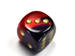 Gemini Purple-Red/gold 30mm d6 dice w/pips