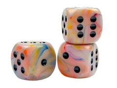 Festive Circus/black 30mm d6 dice w/pips