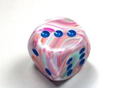 Festive Pop Art/blue 30mm d6 dice w/pips