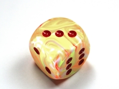 Festive Sunburst/red 30mm d6 dice w/pips