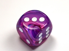 Festive Violet/white 30mm d6 dice w/pips