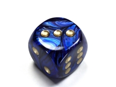 Scarab Royal Blue/gold 30mm d6 dice w/pips