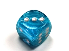 Cirrus Aqua/silver 30mm d6 dice w/pips