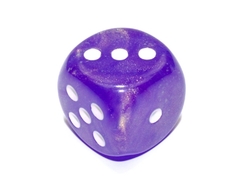 Borealis Purple/white Luminary 30mm d6 dice w/pips