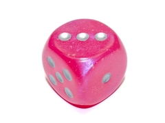 Borealis Pink/silver Luminary 30mm d6 dice w/pips