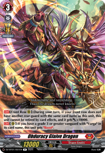 Obduracy Glaive Dragon - DZ-BT01/051EN - R - Cardfight Obduracy Glaive Dragon - DZ-BT01/051EN - R - Cardfight