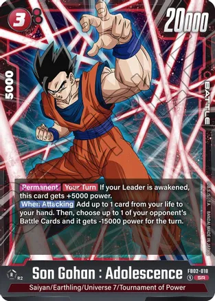 Son Gohan Adolescence FB02-018 SR Holofoil Dragon Ball