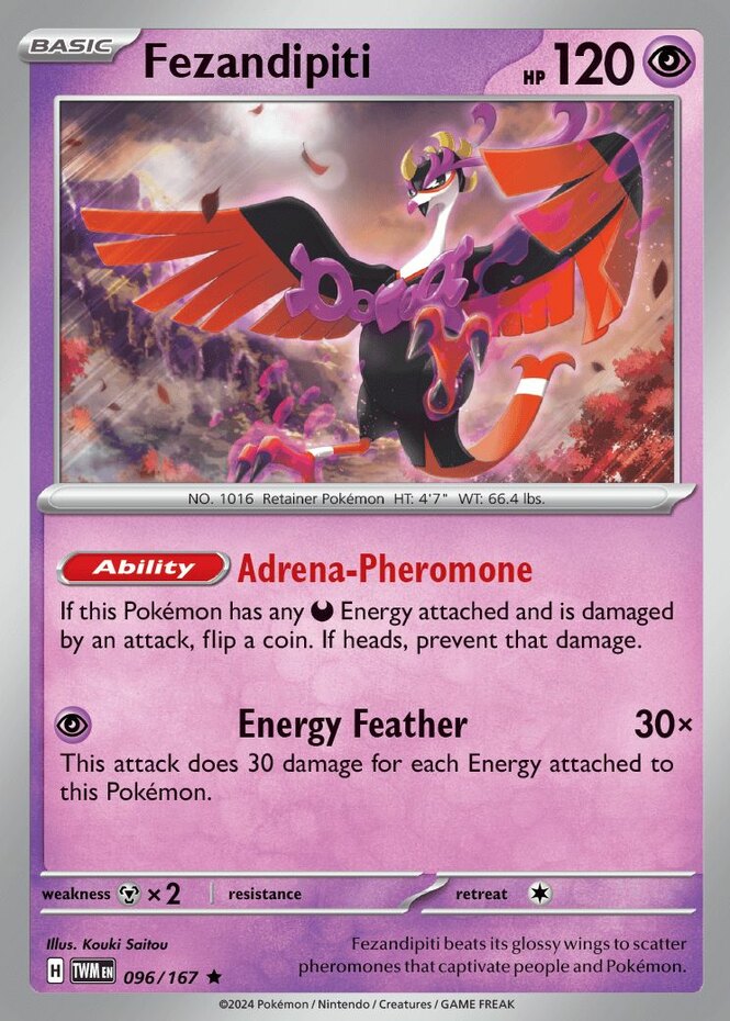 x1 Fezandipiti - 096/167 - Holo Rare Pokemon SV06 Twilight