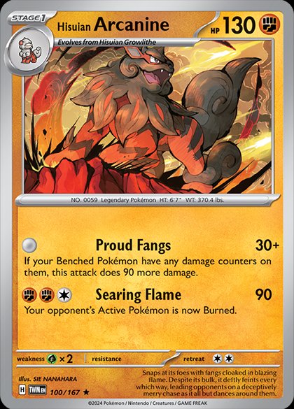 Hisuian Arcanine - 100/167 - Rare - Holo