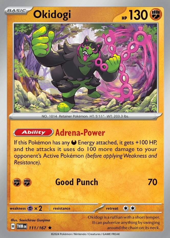 x1 Okidogi - 111/167 - Holo Rare Pokemon SV06 Twilight