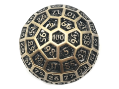 Old School Dice D100 50mm Hollow - Dragon's Head - Ancient Gold