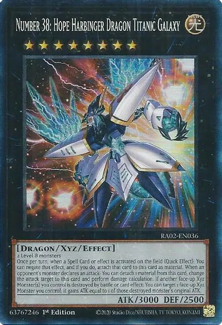 Number 38: Hope Harbinger Dragon Titanic Galaxy - RA02-EN036 - Prismatic Collectors Rare - 1st Edition