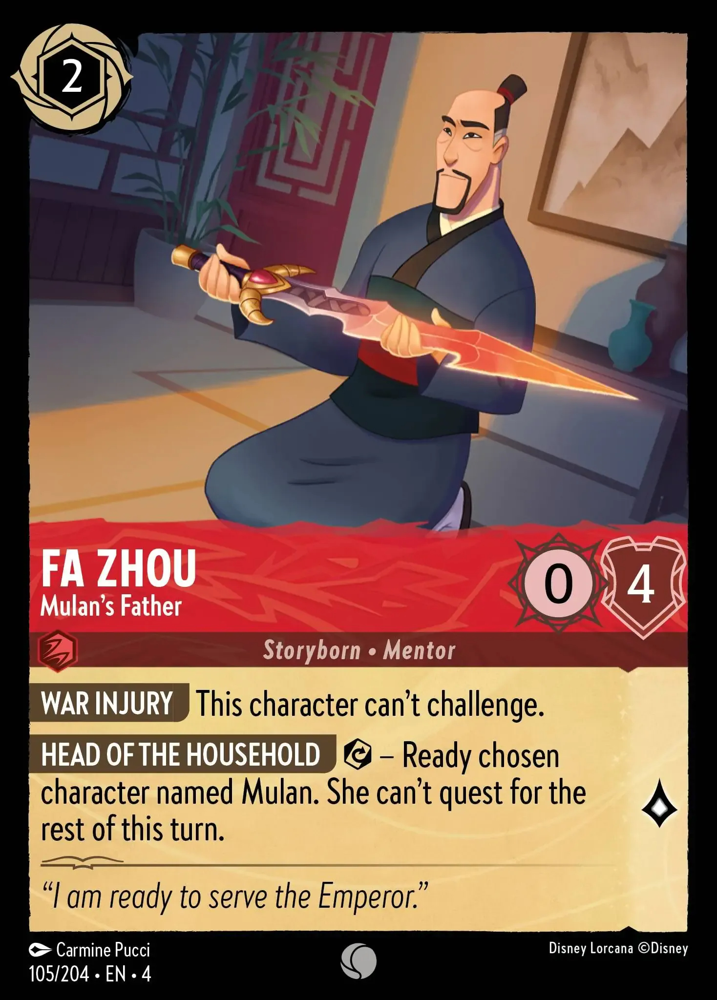 Fa Zhou - Mulans Father - 105/204 - Common - Cold Foil