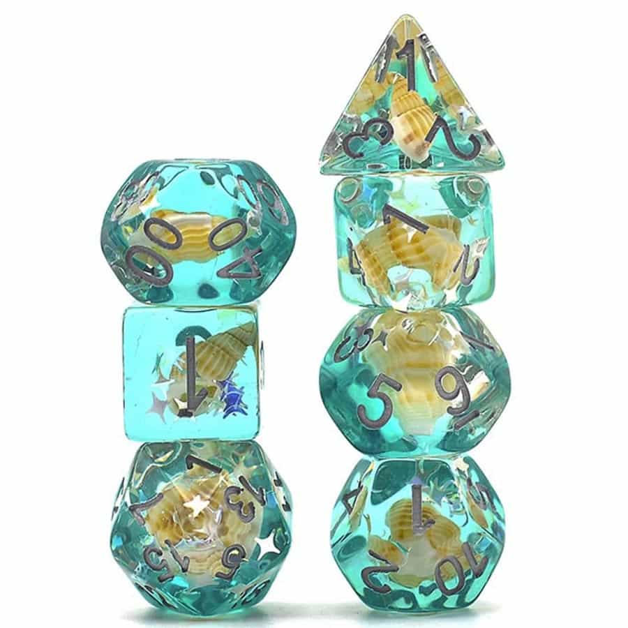 RPG Dice Set: Green Conch