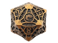 Old School 40mm D20 Metal Die: Gnome Forged - Ancient Gold