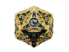 Old School 40mm D20 Metal Die: Gnome Forged - Gold w/ Blue