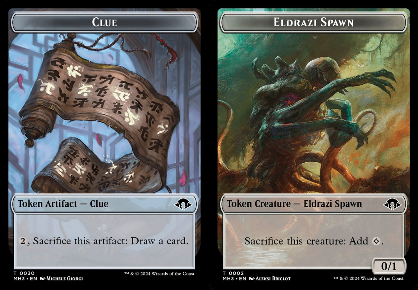 Clue (0030) // Eldrazi Spawn (0002) Double-Sided Token - Foil