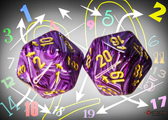 Vortex Purple/Gold Countup&Down d20