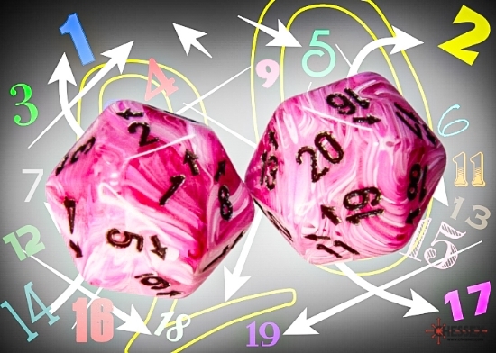 Vortex Pink/Black Countup&Down d20
