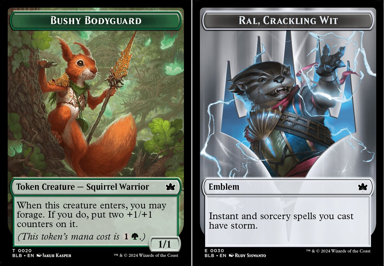 Bushy Bodyguard Token // Emblem - Ral, Crackling Wit - Foil