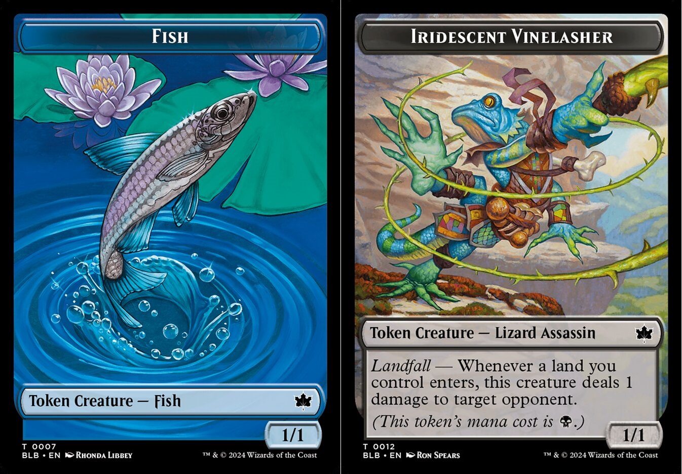 Fish (0007) // Iridescent Vinelasher (0012) Double-Sided Token - Foil